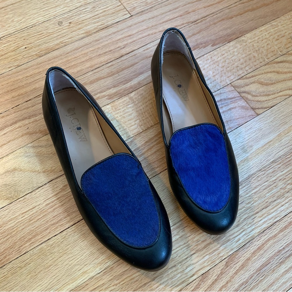 J. Crew Factory Calf Hair Stacked Heel Loafers